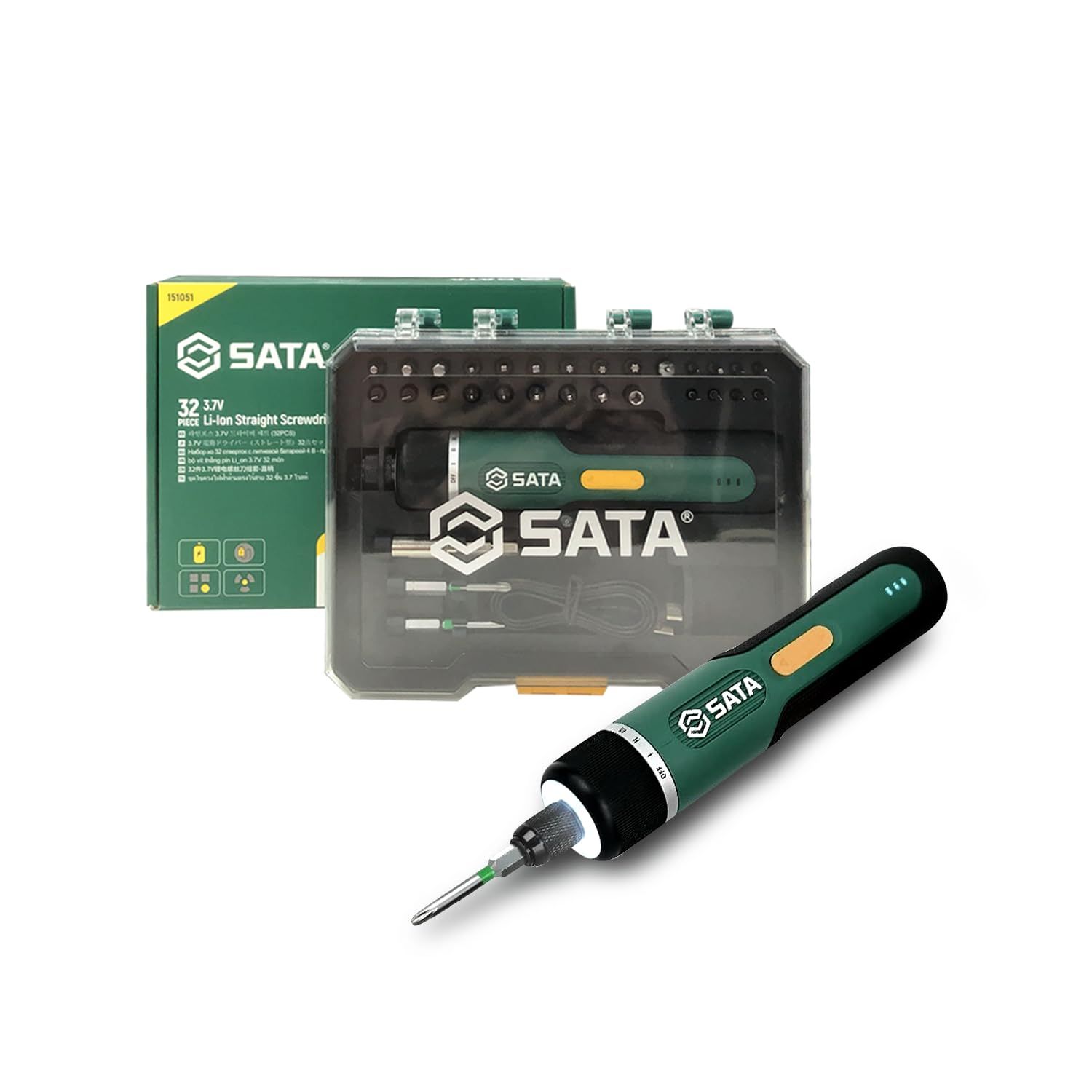 SATA 電動ドライバー 小型 Type-C充電式 ミニ電動ドライバーセット 電動5N.m 手動8N.m ペン型 軽量 3.7V LEDライト搭載 正逆転 ビット30本付 収納ケース付き DIY/家庭/家具組立用 初心者 女性向け 国内発送 a13d6655