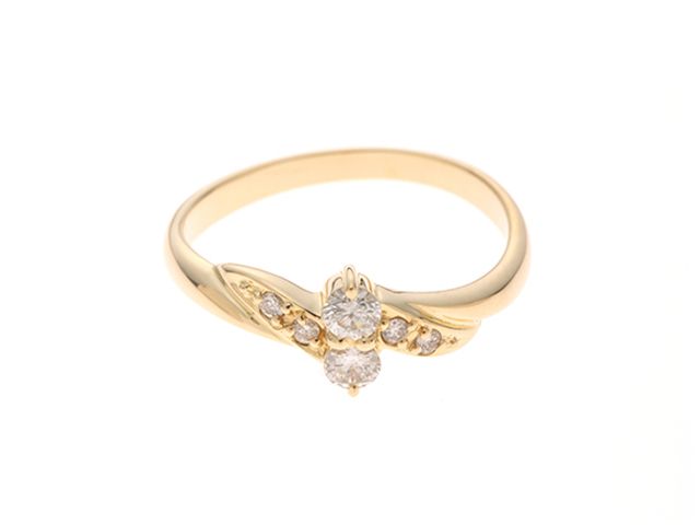 JEWELRY ジュエリー ジュエリー K18/D0.14/1.8g/#5 貴金属･宝石 ﾘﾝｸﾞ リング・指輪 K18イエローゴールド K18YG 5号 イエローゴールド レディース【中古】431