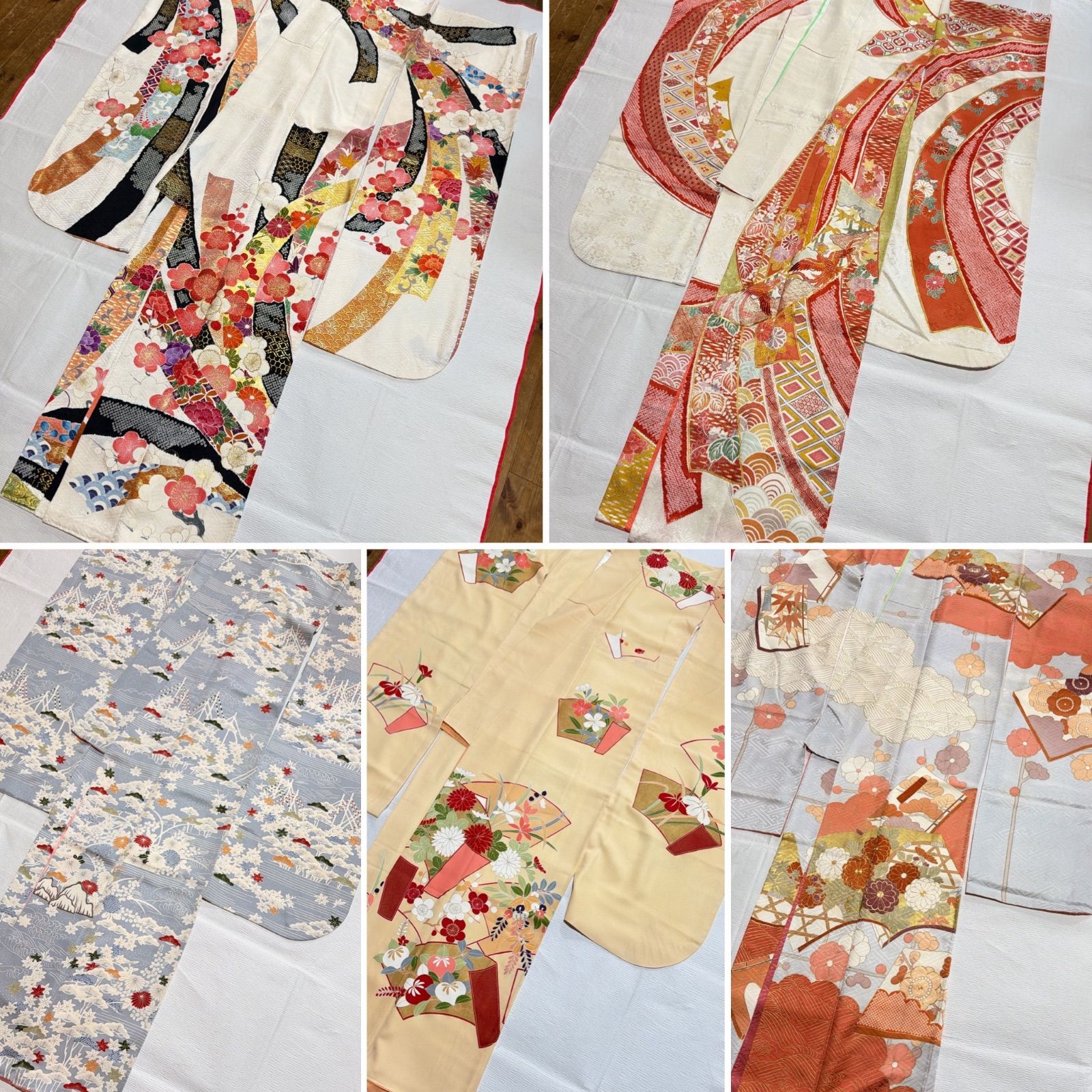 振袖 5枚セット 刺繍 正絹 リメイク