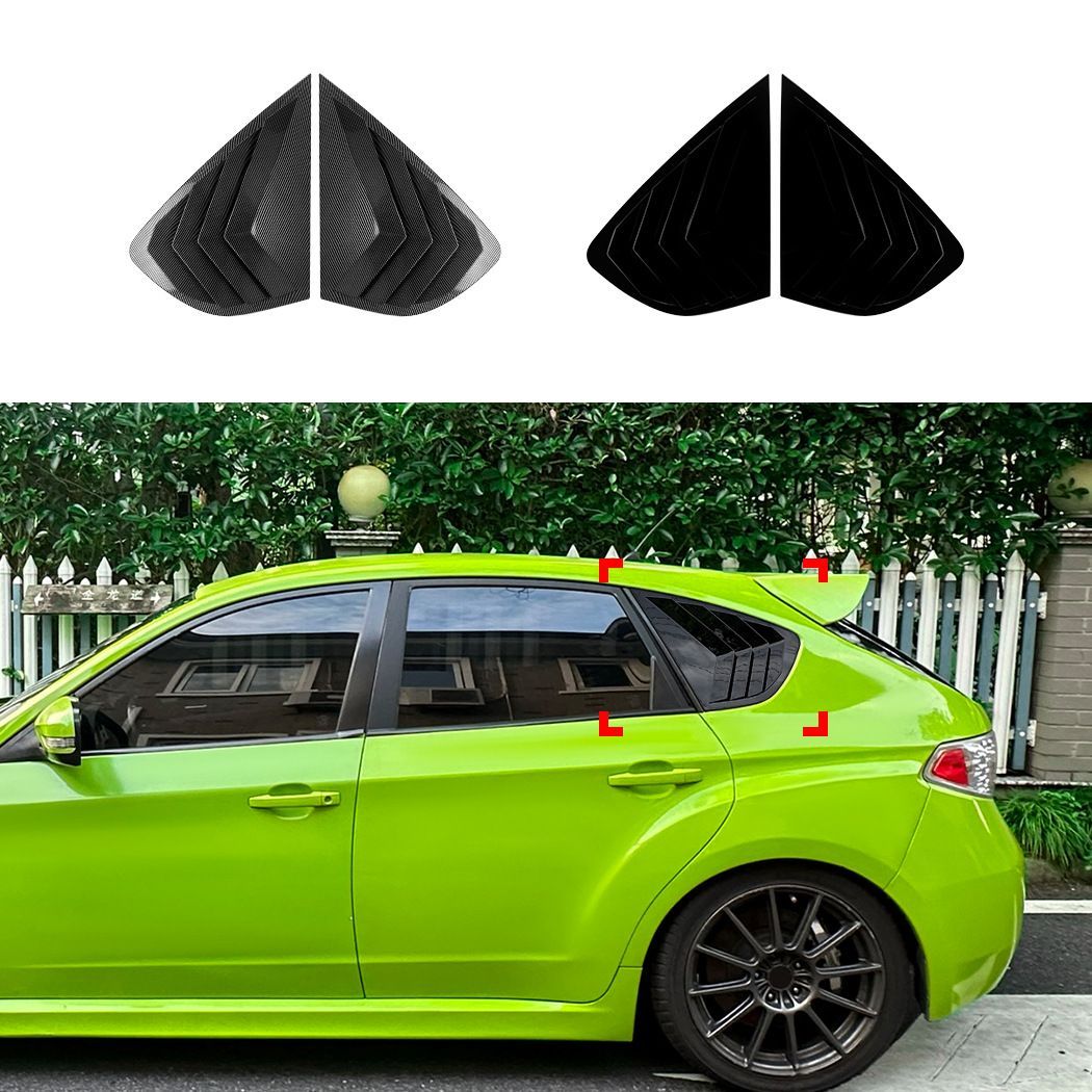 【送料無料】スバル インプレッサ WRX STI (Subaru Impreza WRX STI) ハッチバック 2008-2014 リア三角窓ルーバー デカール 3Dカーボン調 ドレスアップ カスタム スポーティ 空力効果