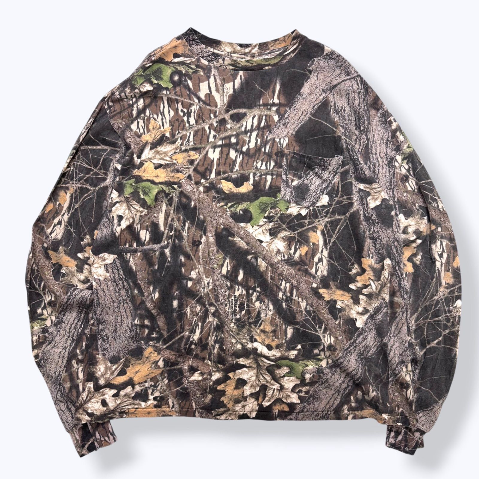 90s MOSSY OAK Realtree Camouflage Pocket L/S T-Shirts Made in USA 【XXL】 90年代 モッシーオーク リアルツリー ポケット Tシャツ 長袖 迷彩 アメリカ製 USA製 古着 ヴィンテージ