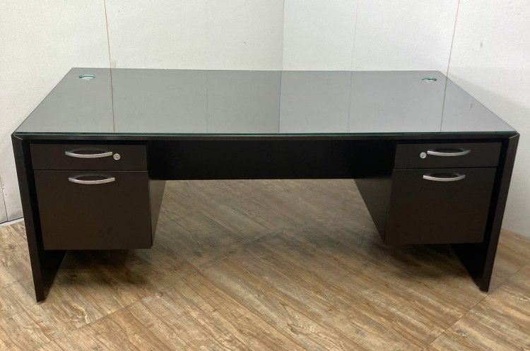 【中古品】オカムラ EX-35シリーズ 役員室用1800両袖デスク D235ZZ W787 ブラウン