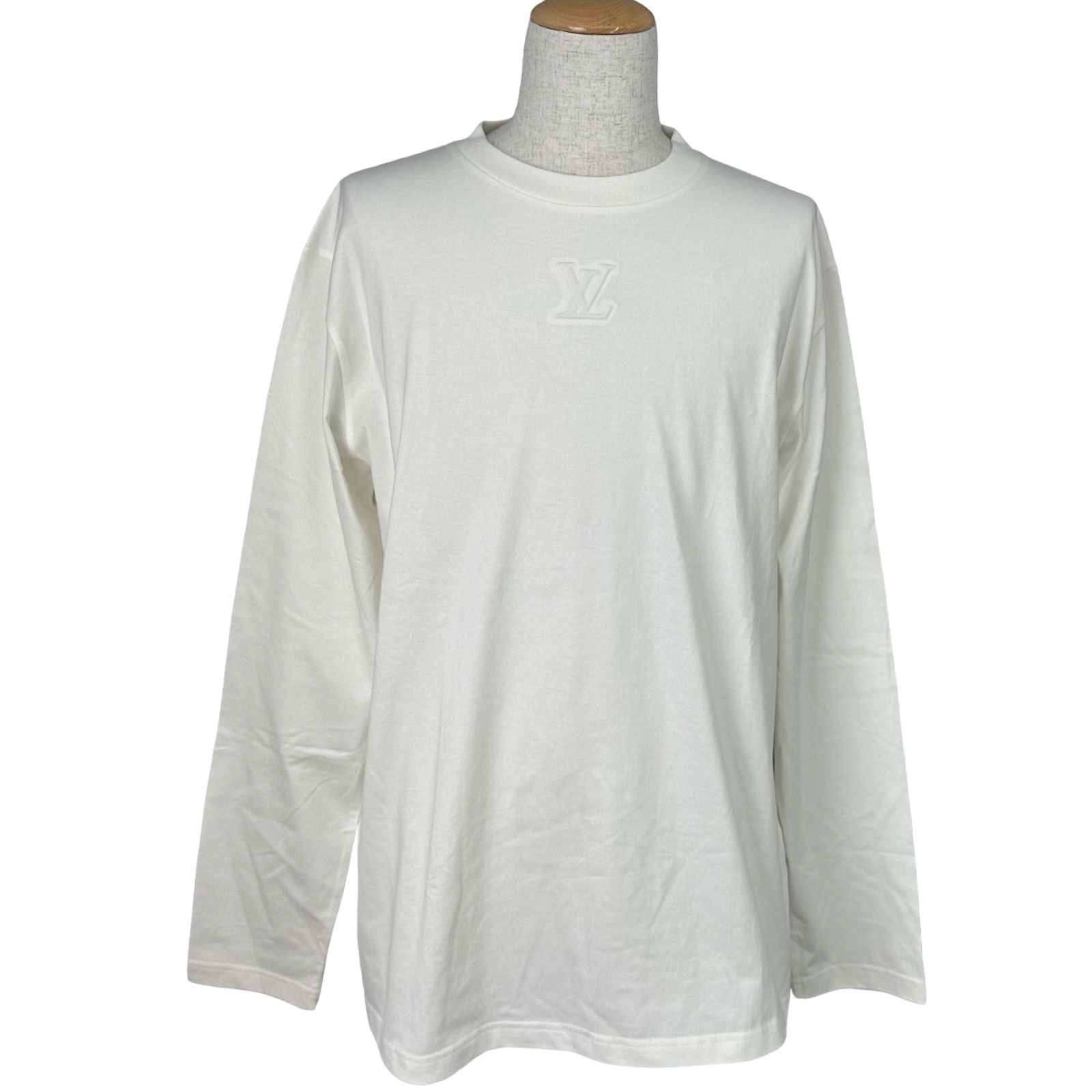ルイ・ヴィトン LOUIS VUITTON エンボスロゴ長袖Tシャツ HSY43W ホワイト コットン メンズ 半袖Ｔシャツ