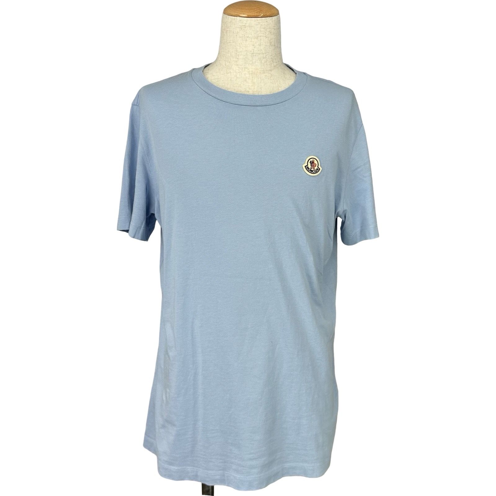 モンクレール MONCLER ロゴワッペン半袖シャツ ブルー コットン メンズ 半袖Ｔシャツ