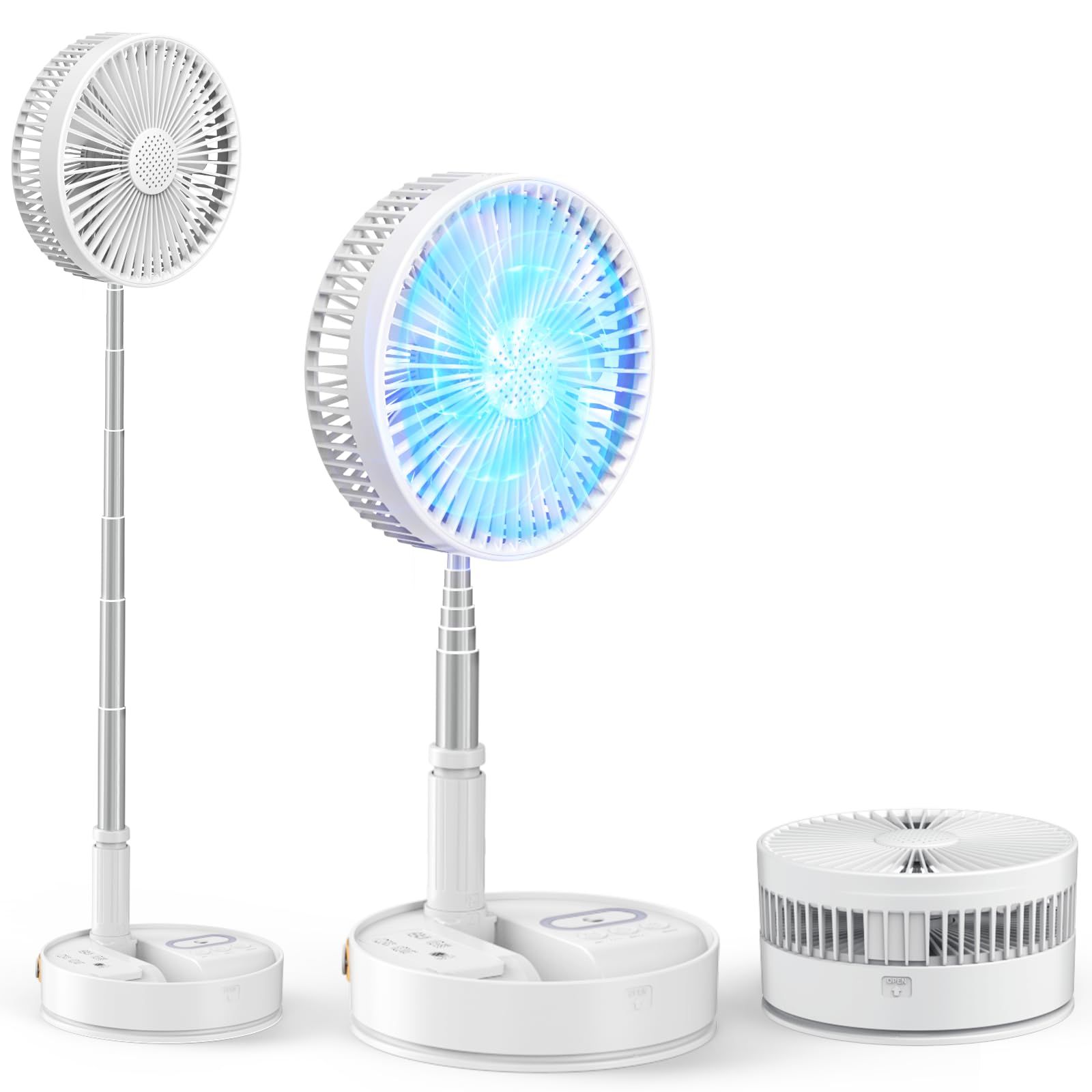 日本監修 扇風機 折り畳み【10800mAh大容量・最長35時間連続使用】サーキュレーター 極静音 コードレス dcモーター 自動首振り 383-1020mm伸縮式 リビング扇風機 卓上 【パワフル送風＆熱中症対＆節電対策】usb充電式 リモ f065cf93