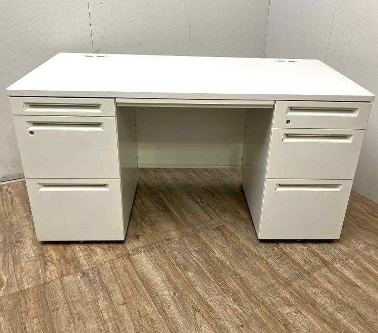 【中古品】オカムラ アドバンスシリーズ 1400両袖デスク 3VA0AH MK28 ホワイト