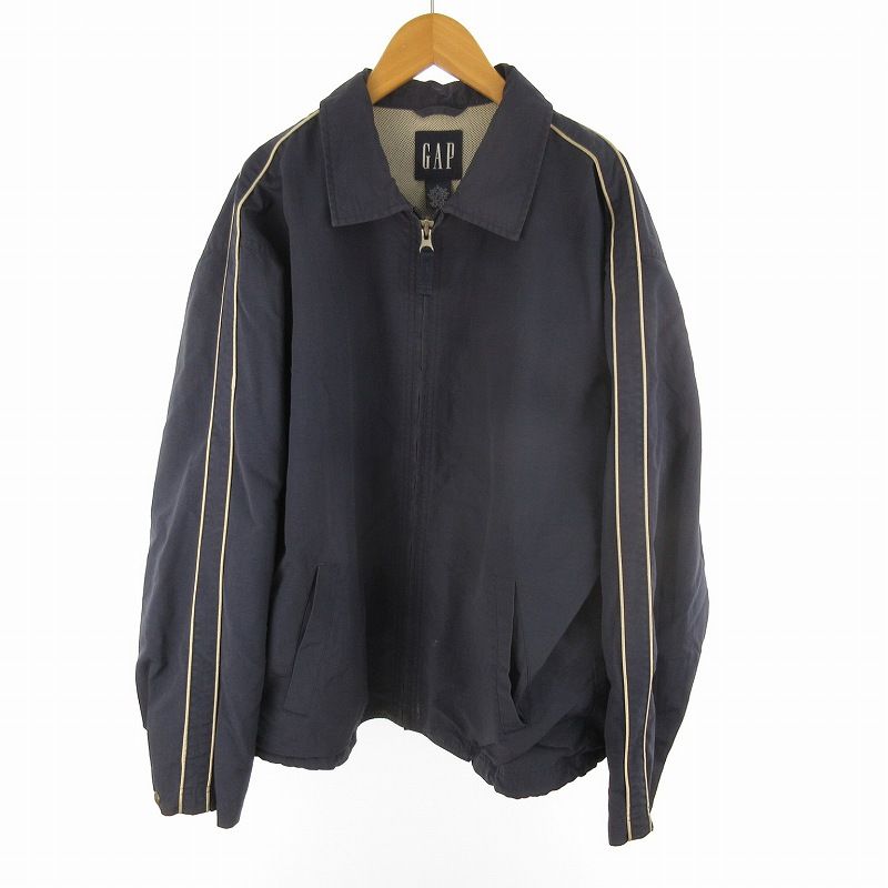 ギャップ GAP OLD オールド L スイングトップ ジャケット ジップアップ ドローコード パイピング ナイロン 紺 ネイビー 90s 00s ヴィンテージ アウター