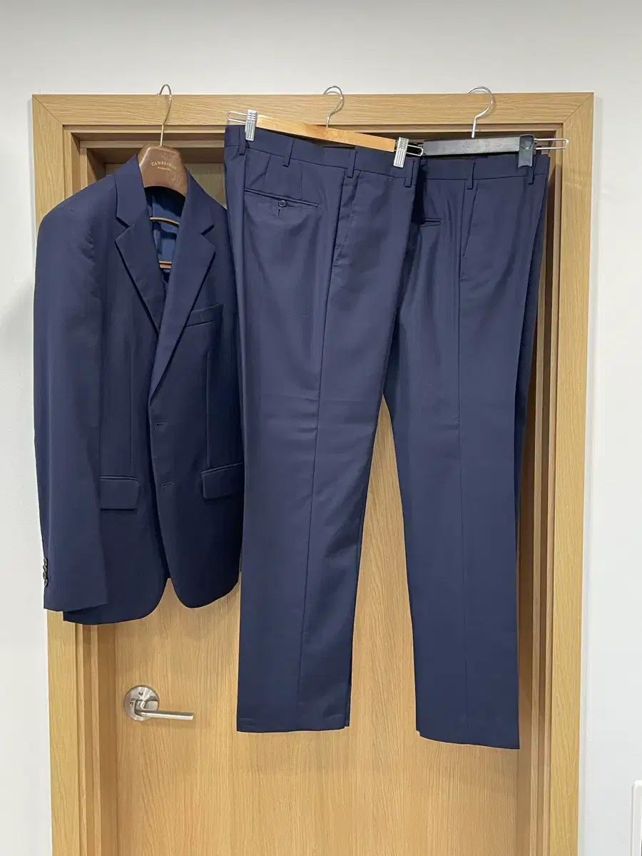 TIME HOMME 夏用 ネイビー 基本 スーツ セット (ズボン2本) 48