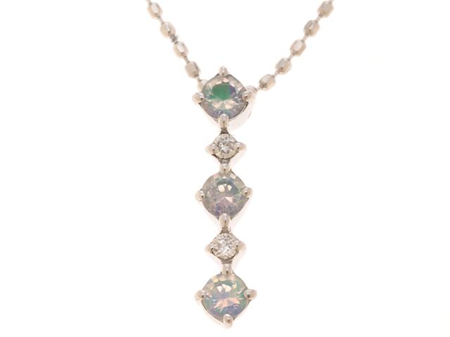 4℃ ヨンドシー ジュエリー K18WG/イロイシ/D/2.1g 貴金属･宝石 ﾈｯｸﾚｽ ネックレス K18ゴールド K18/ダイヤモンド/色石 ホワイトゴールド レディース【中古】