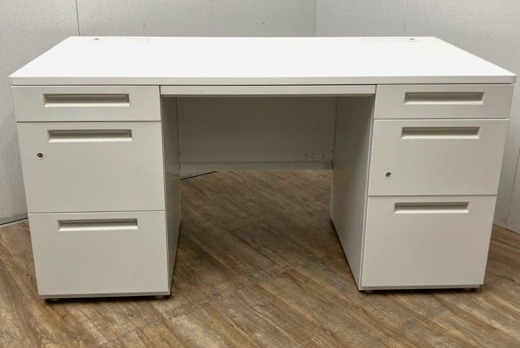 【中古品】イナバ 1400両袖デスク ホワイト