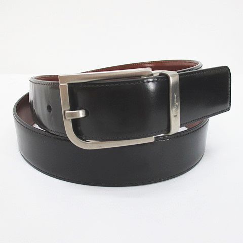 サルヴァトーレフェラガモ Salvatore Ferragamo ガンチーニバックル リバーシブル レザー ベルト ブラック系 イタリア製 ファッション小物