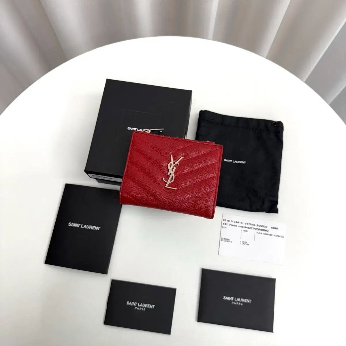 フルセット Saint Laurent サンローラン マトラッセ コンパクト COMPACT 二つ折り財布