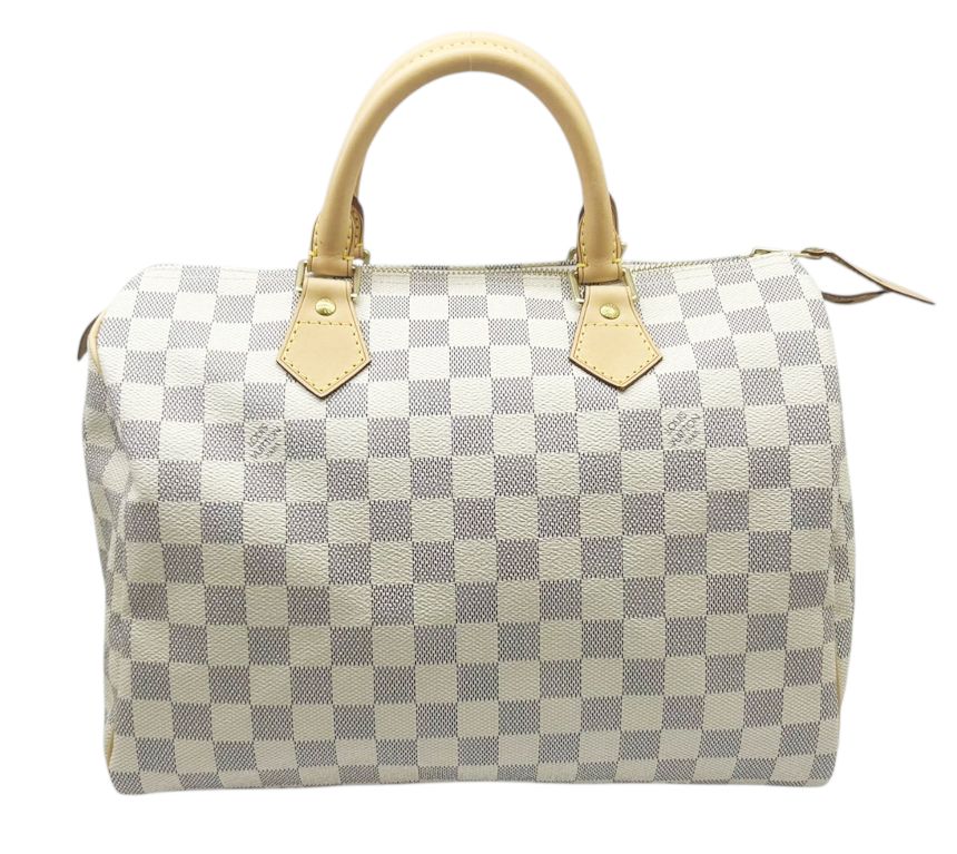【新品同様】LOUIS VUITTON ルイヴィトン ダミエ アズール スピーディ30 M41533 SP3057 ホワイト ダミエキャンバス ハンドバッグ 白 PVC ミニボストン レディース メンズ 【ブランドギャラリー東心斎橋店】