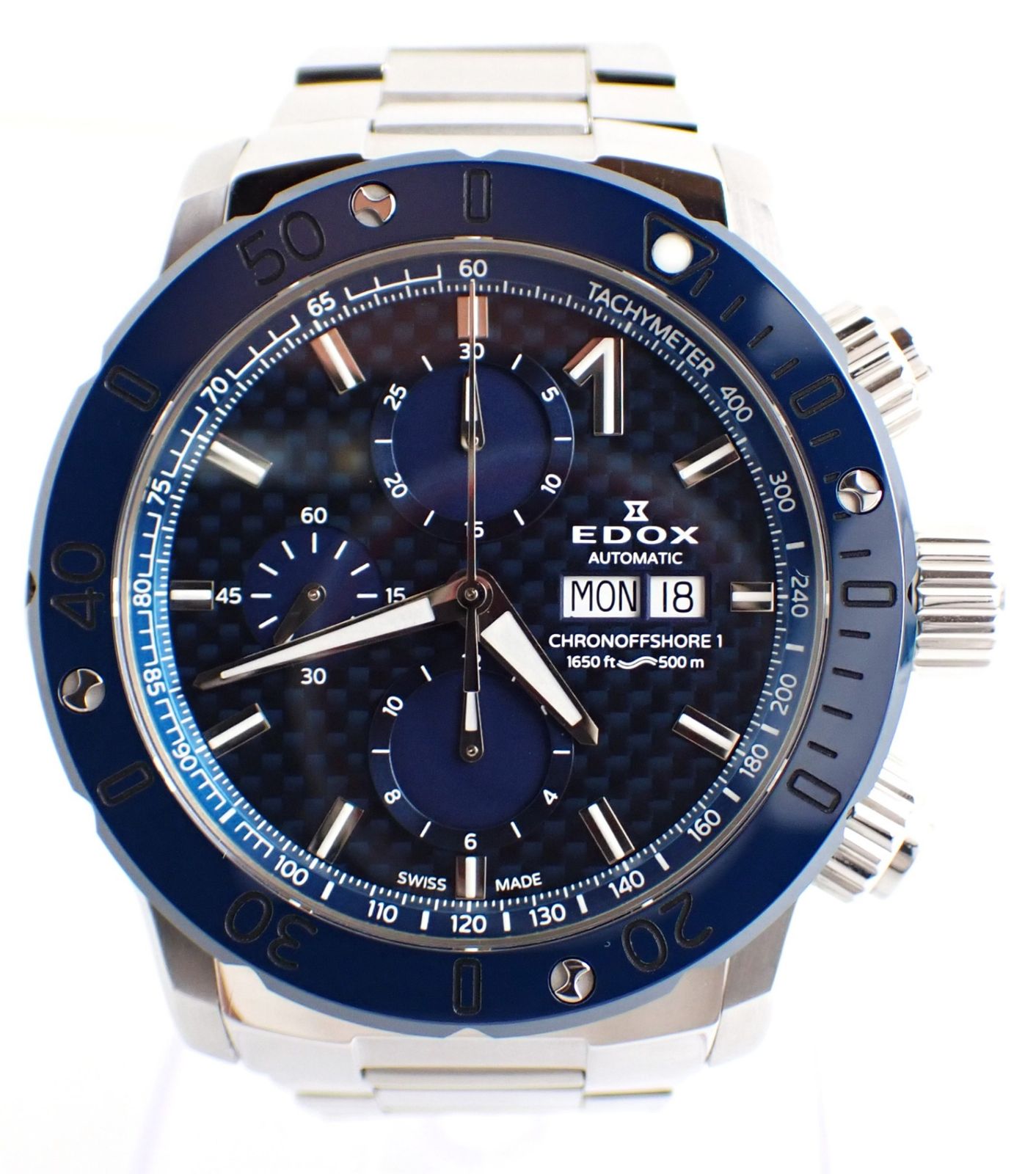 EDOX(エドックス) クロノオフショア1/クロノグラフ 01122-3BU3M-BUIN3 SS AT 自動巻き ブルー文字盤 青 45mmケース メンズ