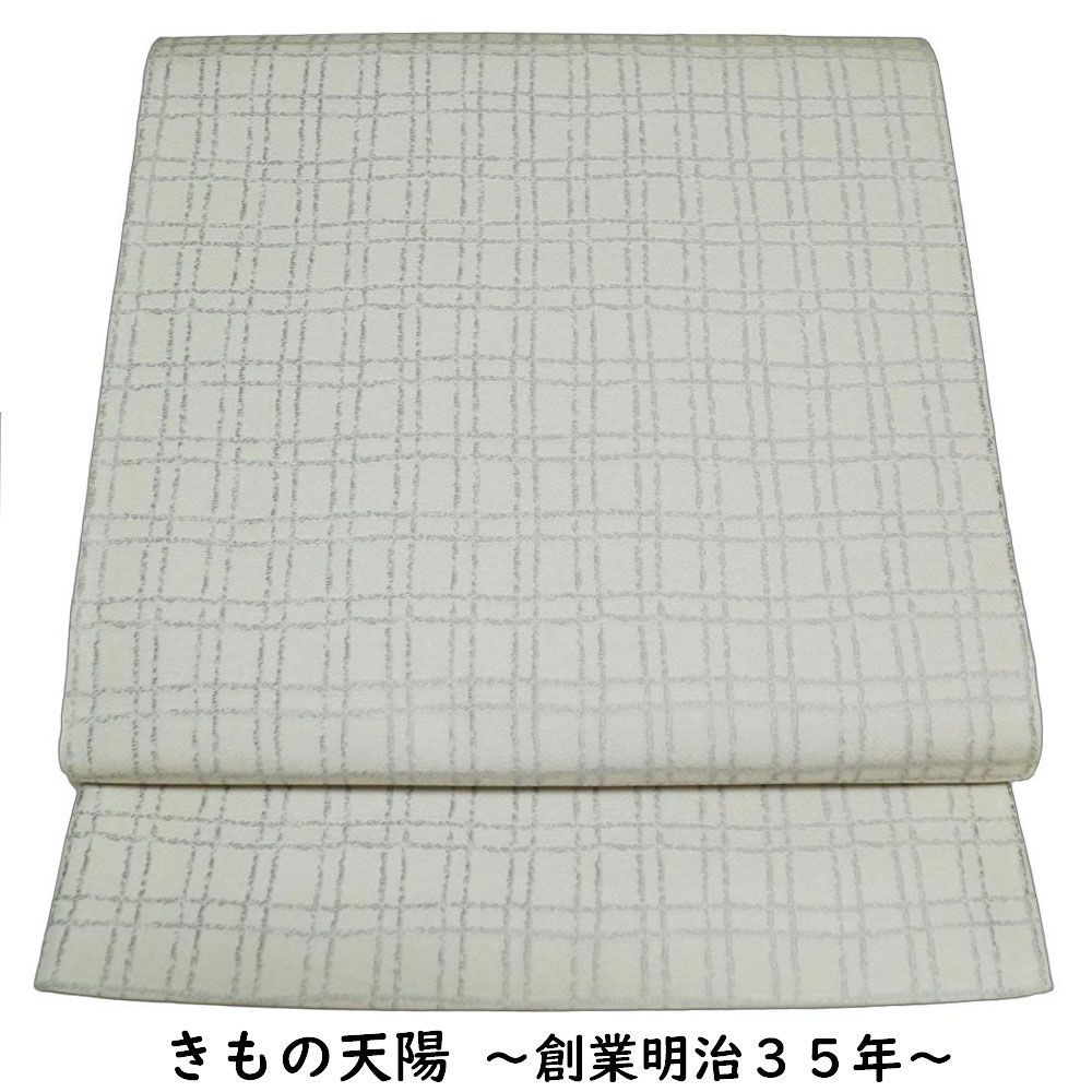 洒落袋帯 格子模様 ロングサイズ 全通柄 袋帯 長尺 【袋帯 中古 袋帯 リサイクル リサイクル着物 正絹 袋帯 カジュアル リサイクル 帯 着物 和服 】