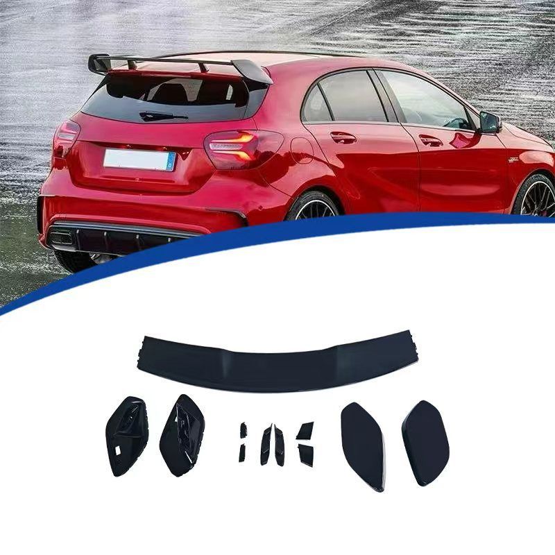 【送料無料】メルセデス・ベンツAクラスW176 2BOX 2013-2018 MERCEDES-BENZ A-CLASS W176専用 ルーフスポイラー AMGスタイル トップウィング ABS製 ブラック ドレスアップ スポーティ 簡単取付 貼るだけ 車種専用