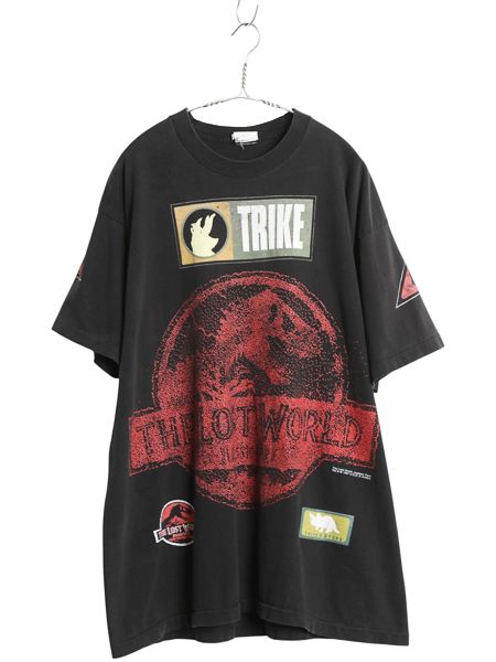 90s USA製 ★ ジュラシックパーク 大判 ロゴ プリント Tシャツ メンズ XL オールド オフィシャル 当時物 ムービー 映画 ヘビーウェイト 黒