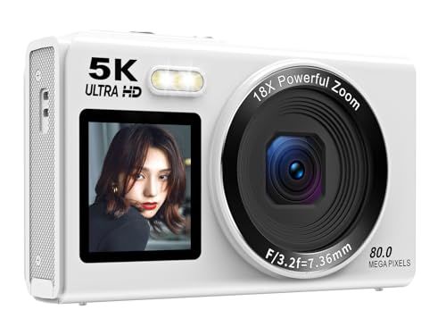 【新品】AiMike 5K デジカメ スマホに送れる デジタルカメラ WIFI転送機能 8000万画素 デュアルスクリーン 64GBマイクロSDカード付き 18倍デジタルズーム オートフォーカス機能 ウェブカメラ 19種類フィルター 自撮り便 53e64526