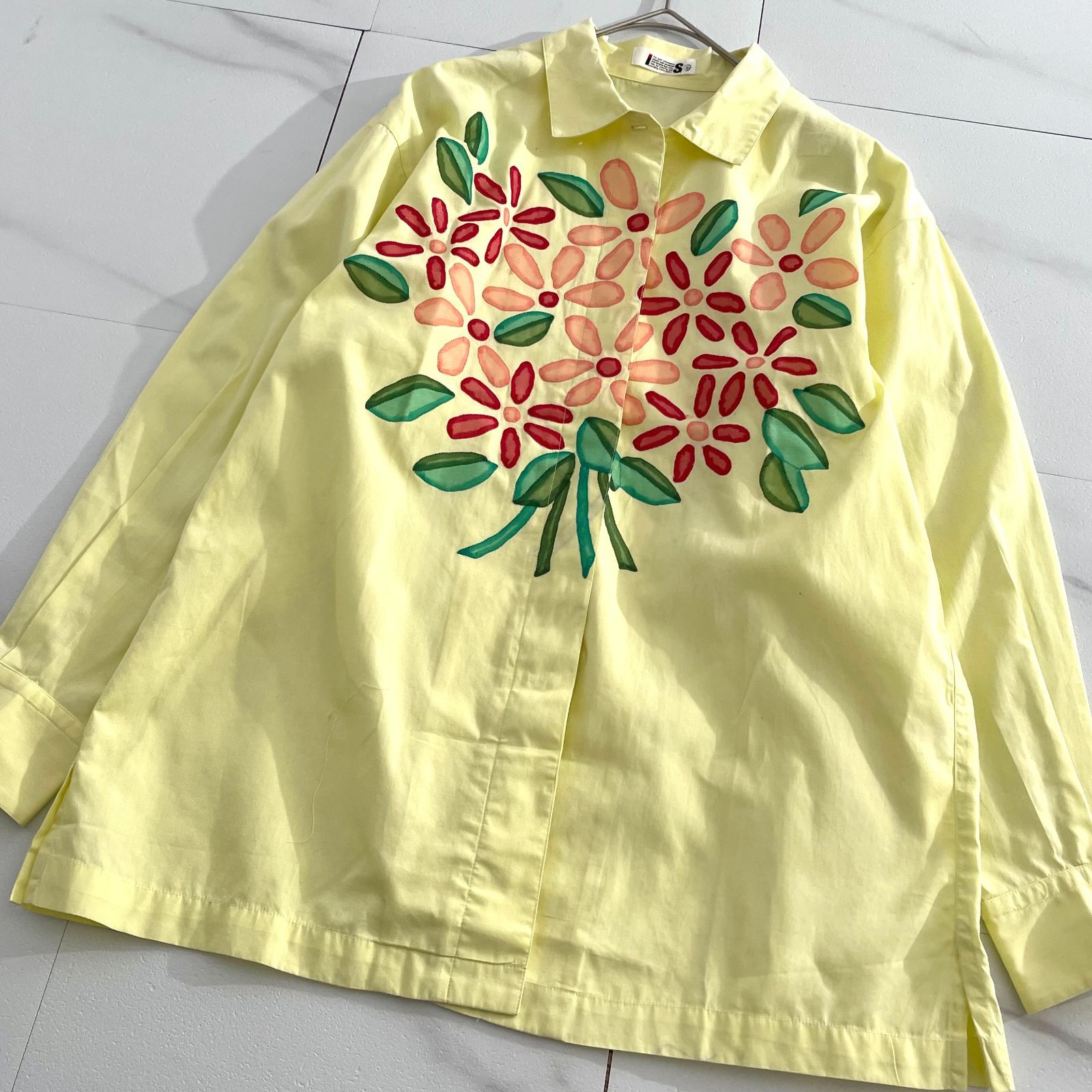 激レア✨I.S. ISSEY MIYAKE SPORT イッセイミヤケ×ツモリチサト Tsumori Chisato イッセイスポーツ 花柄シャツ ブラウス オーバーサイズ イエロー 黄色 M コットン 綿