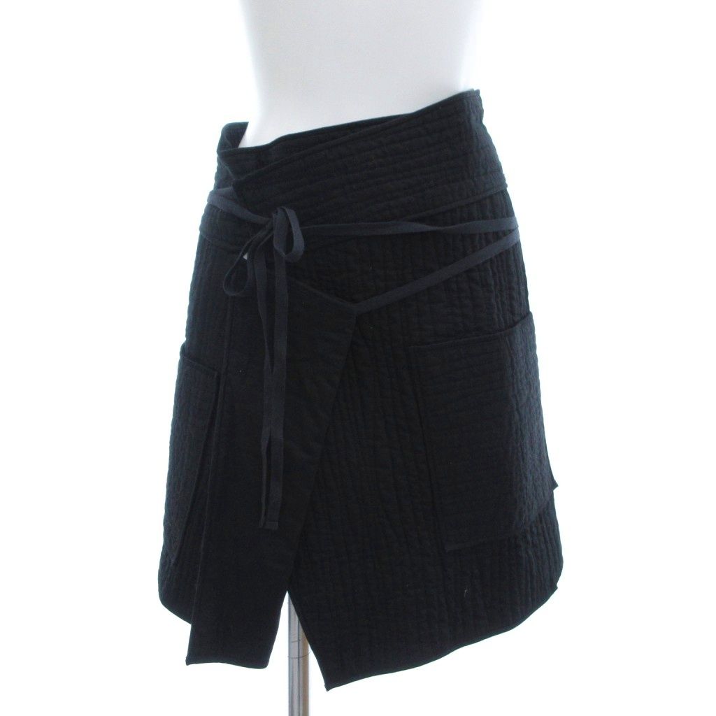 イザベルマラン ISABEL MARANT キルティング ラップタイスカート ひざ丈 中綿 34 黒 ブラック /UO ■GY06