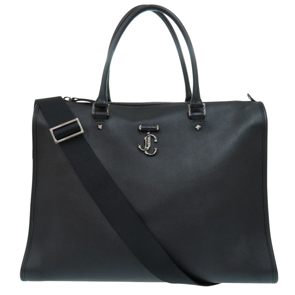 美品 ジミーチュウ 2WAY WEBB TOP HANDLE レザーバッグ ハンドバッグ レザー ブラック ショルダーバッグ 黒 1401 JIMMY CHOO メンズ