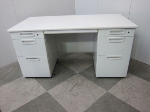 【中古品】プラス LAシリーズ 1400両袖デスク RY-T147 WH ホワイト