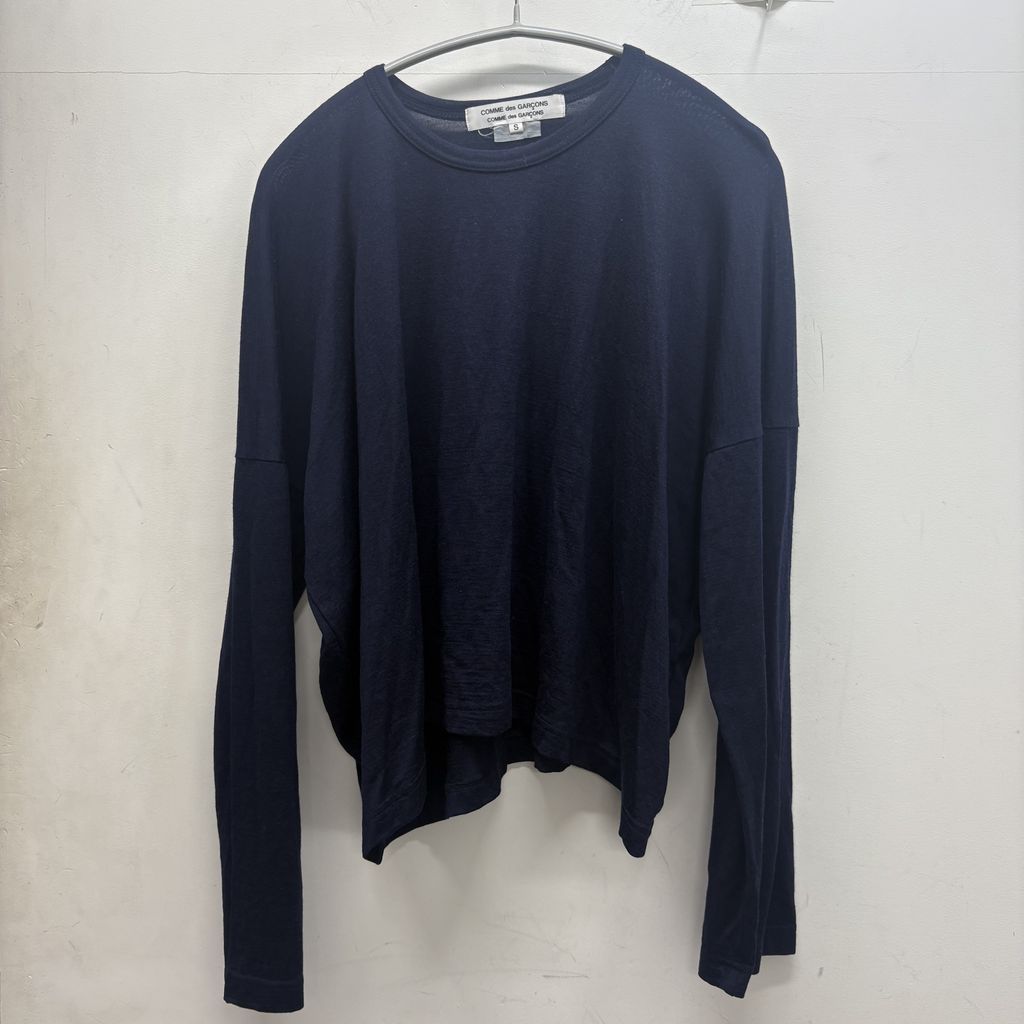 COMME des GARCONS コムデギャルソン Wool Cut-sew 長袖Tシャツ RF-T016 ネイビー size:S【中目黒B05】