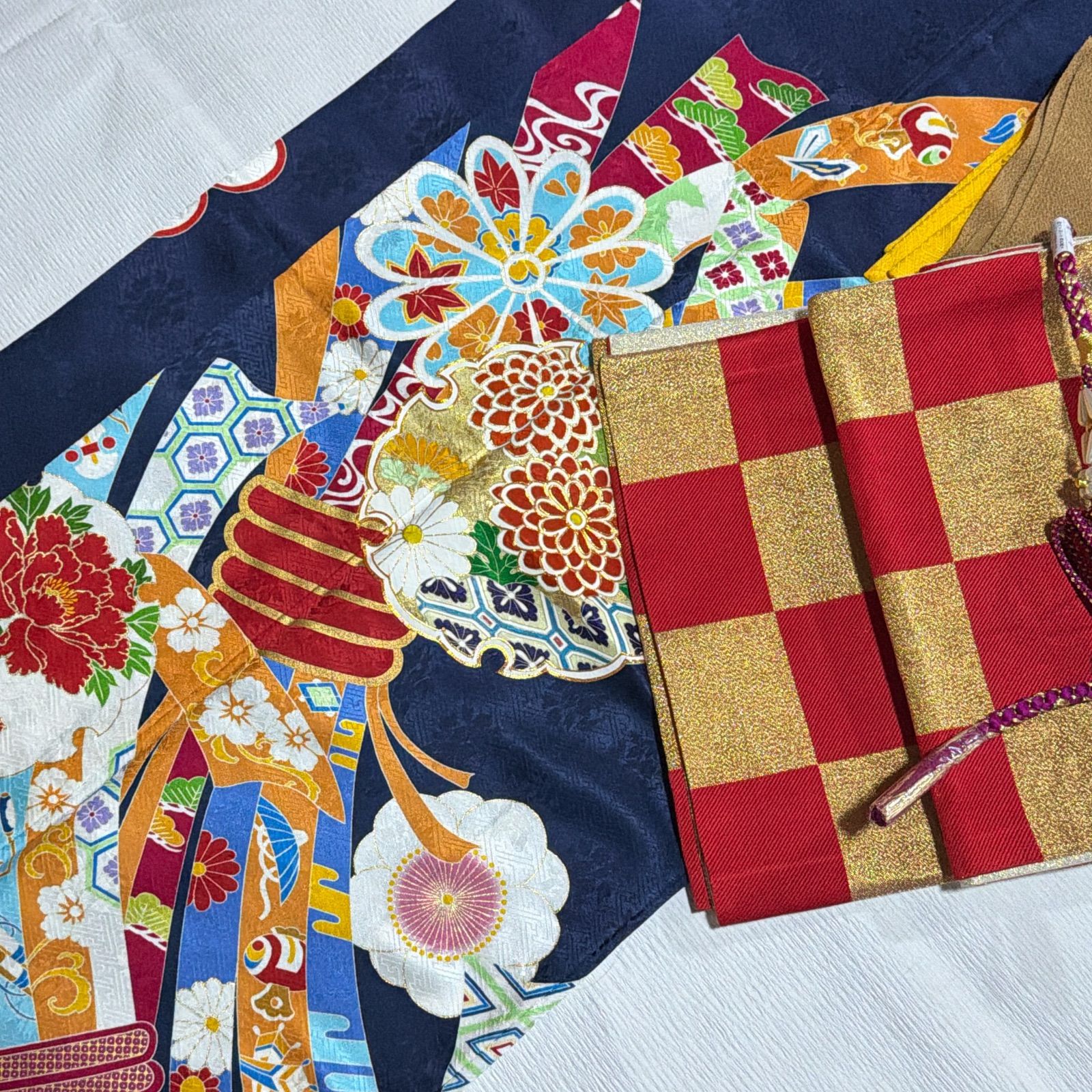振袖　成人式　セット　青　金駒刺繍