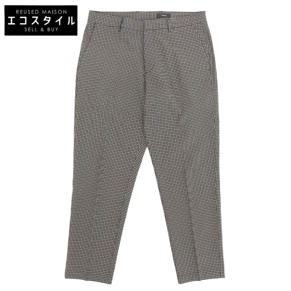 Theory　セオリー　チェック柄 シアサッカー センタープレス スラックスパンツ ボトムス メンズ ブラウン 32　32