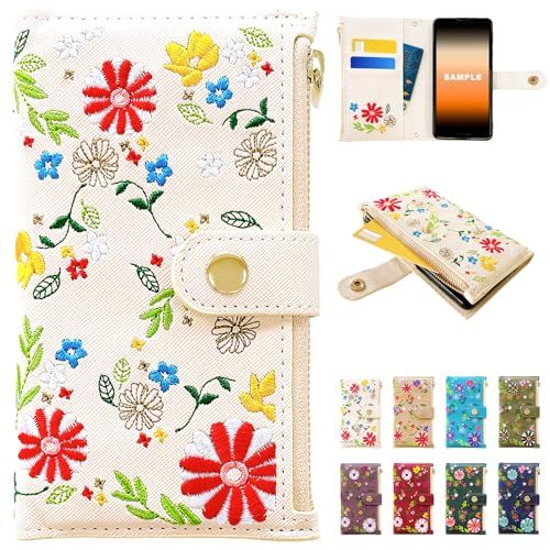 arrows Alpha F-51F M08 対応 ケース 手帳型 カバー F51F スマホケース スマホカバー おしゃれ花刺繍 アイボリーe 0638b8ca
