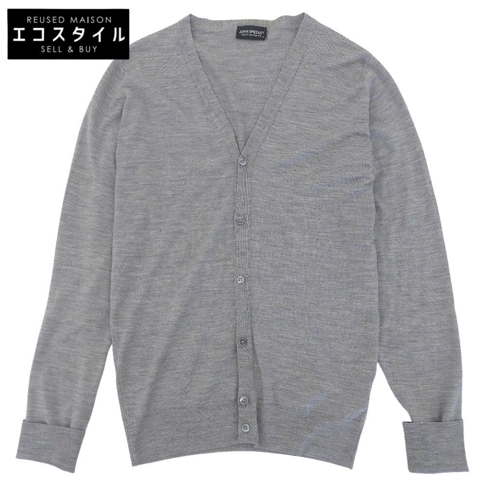 JOHN SMEDLEY　ジョンスメドレー　ウール Vネック カーディガンニット トップス メンズ グレー S　S