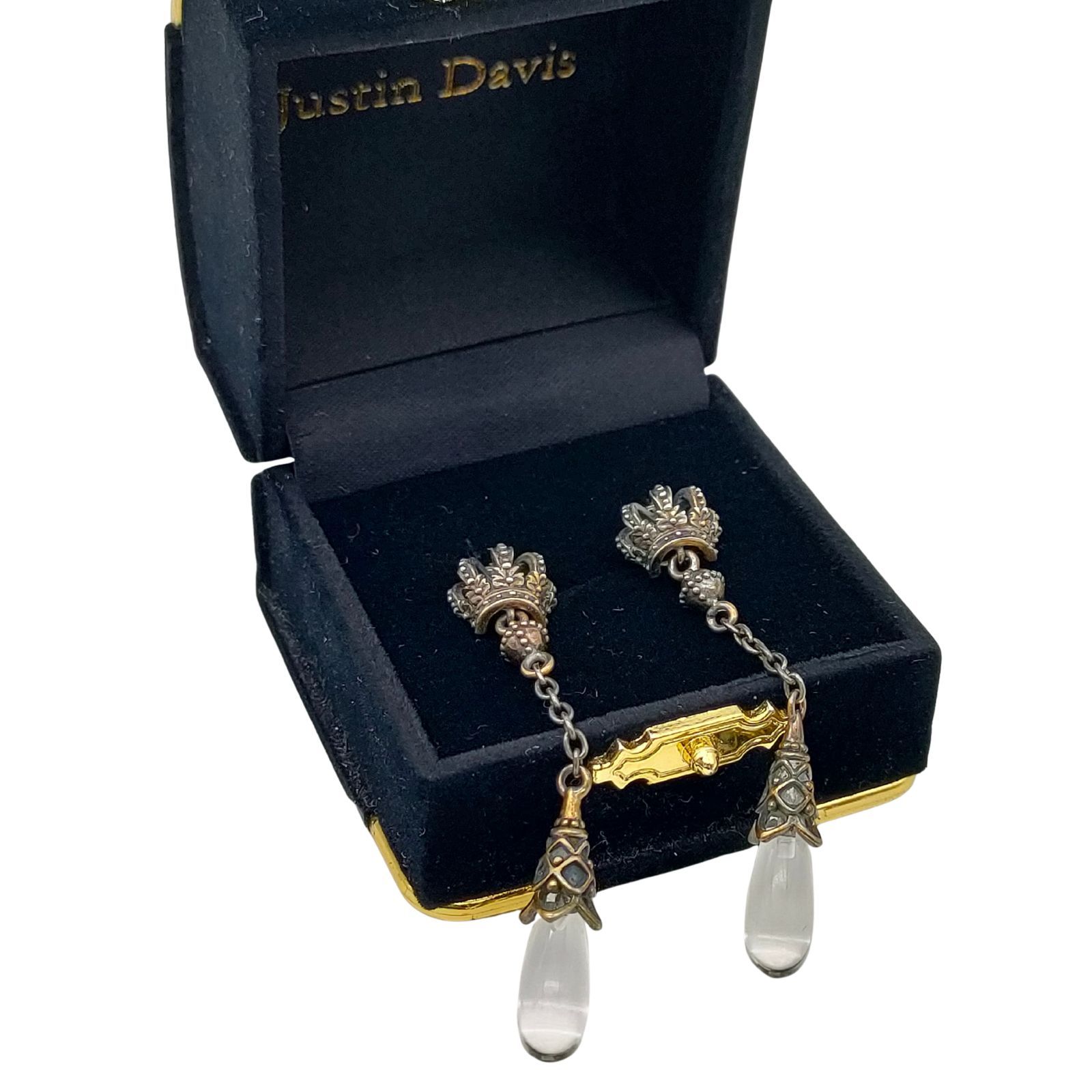 ジャスティンデイビス Justin Davis ピアス クラウン × ティアドロップ GATSBY LONG アクセサリー SV925 K18刻印あり 箱付き S1800