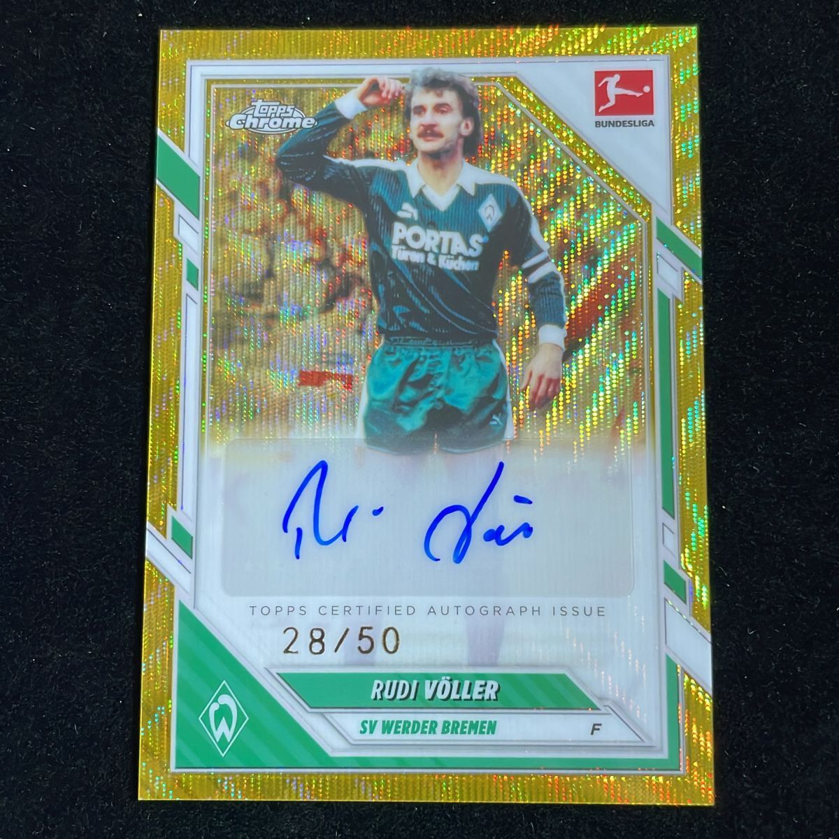 【50枚限定】Rudi Voller ルディ・フェラー Topps Chrome Bundesliga 2025-26 /50 Gold Wave Auto 直筆 サイン SV Werder Bremen