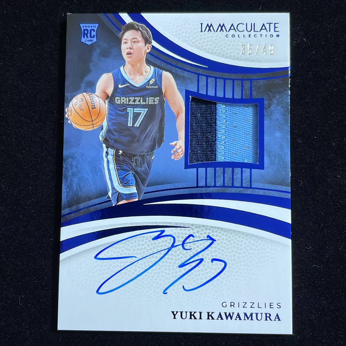 河村勇輝 Kawamura Yuki Panini Immaculate 2024-25 /49 RPA RC Patch Auto サイン 直筆 グリズリーズ Grizzlies