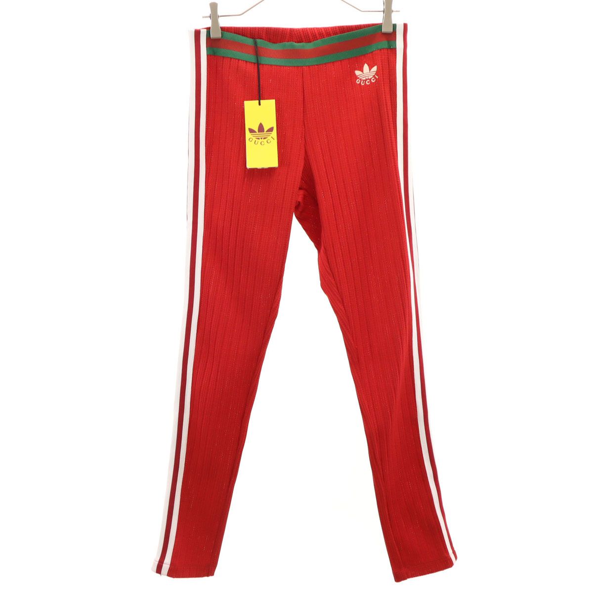 美品 GUCCI グッチ adidas アディダス コラボ イタリア製 トラックパンツ M レッド メンズ 古着