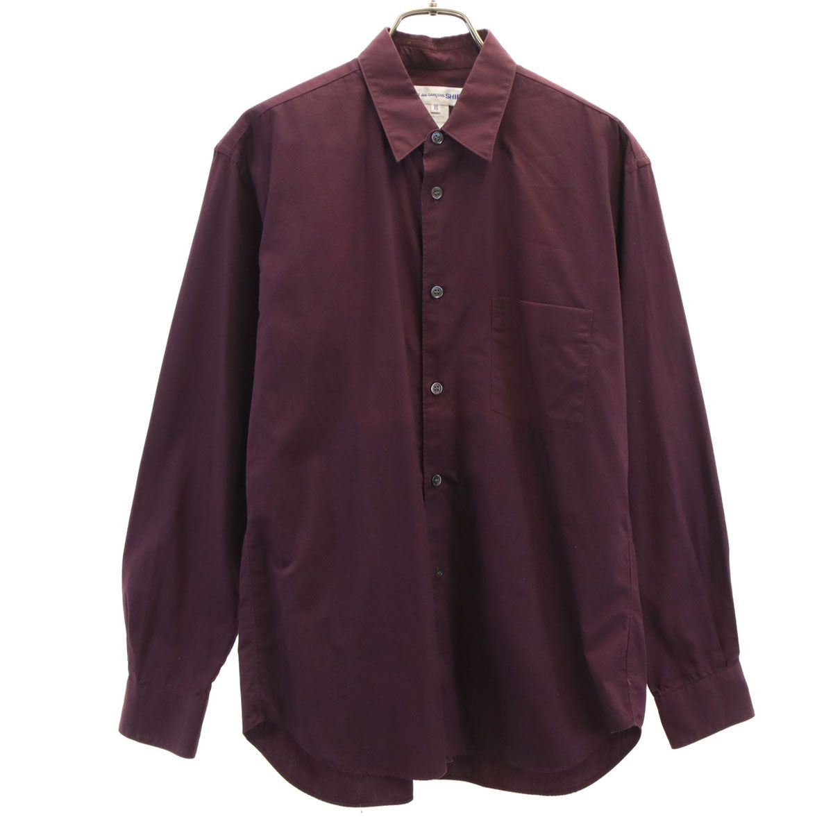 COMME des GARCONS SHIRT コムデギャルソンシャツ フランス製 長袖 コットンシャツ XS ワインレッド メンズ 古着