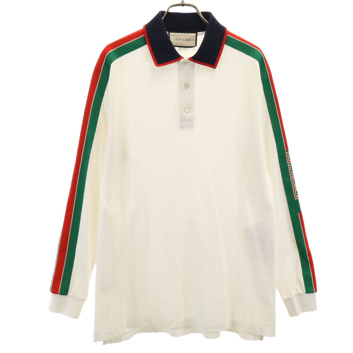 GUCCI グッチ イタリア製 長袖 ポロシャツ S ホワイト メンズ 古着
