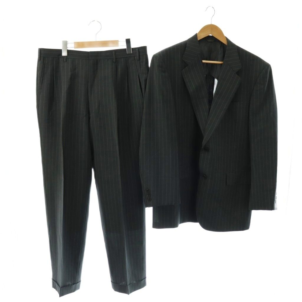 エルメネジルドゼニア Ermenegildo Zegna LONNER ロンナー セットアップスーツ ウール ストライプ テーラードジャケット パンツ AB6 91 グレー オフホワイト /DO ■GY44