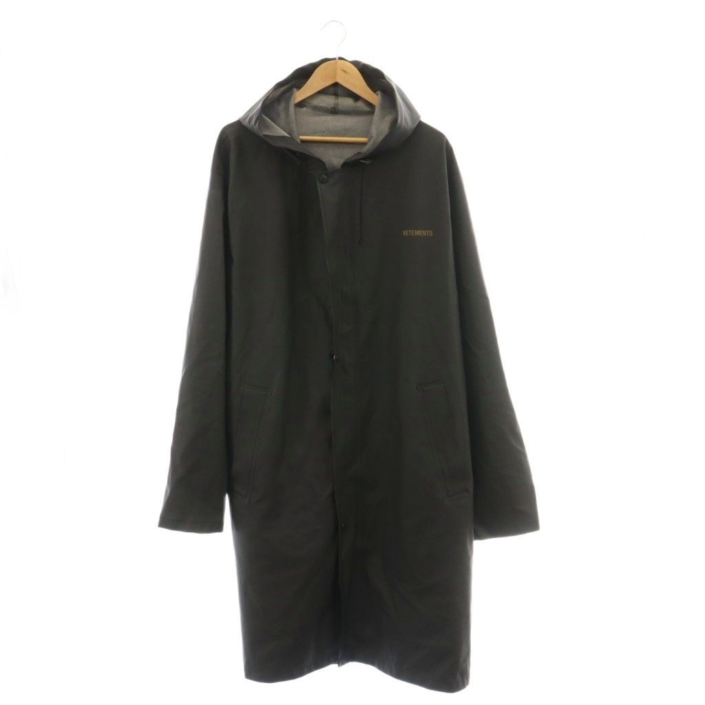 ヴェトモン ベトモン VETEMENTS レインコート ロング ロゴ フーディ ブラック /CX ■GY18
