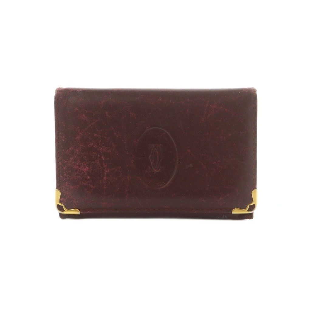 カルティエ Cartier カードケース レザー マストライン ワインレッド /MI ■GY11