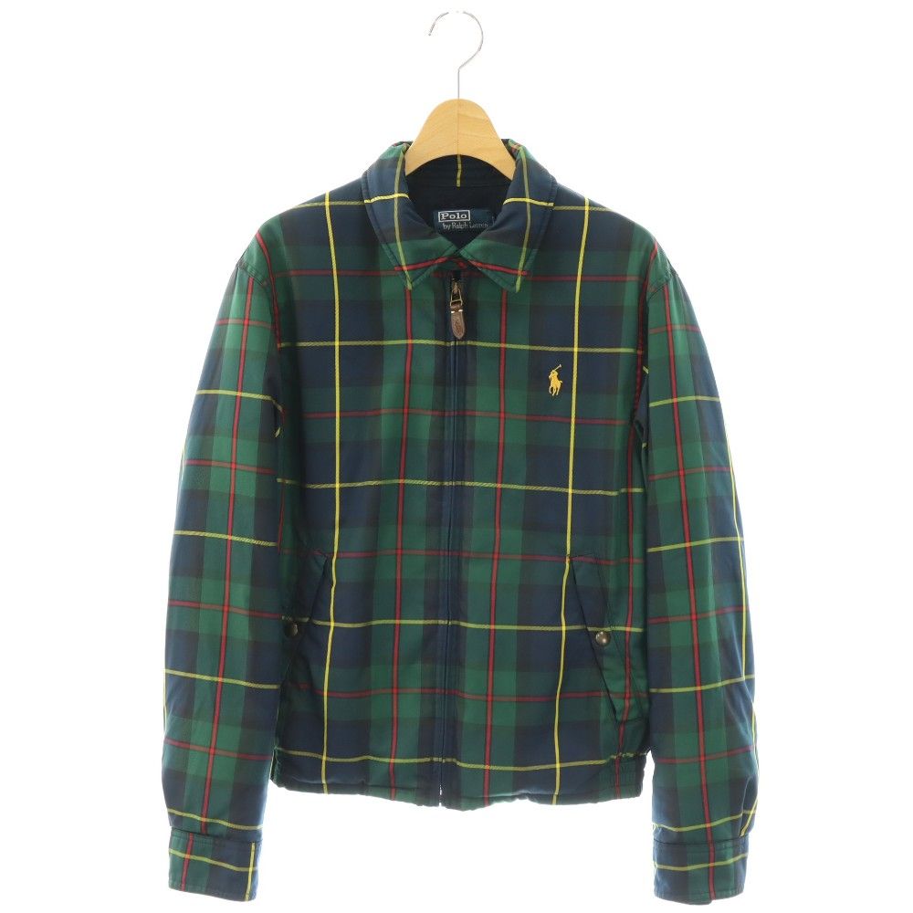 ポロ バイ ラルフローレン Polo by Ralph Lauren ダウンジャケット ジップアップ タータンチェック S 緑 紺 ネイビー /HK ■GY18