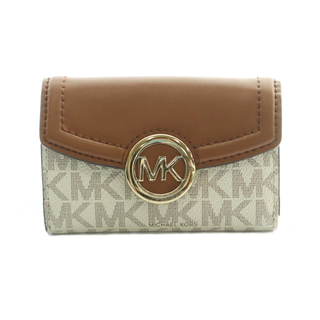 マイケルコース MICHAEL KORS キーケース 6連 ロゴ柄 茶 オフホワイト /MI ■GY18