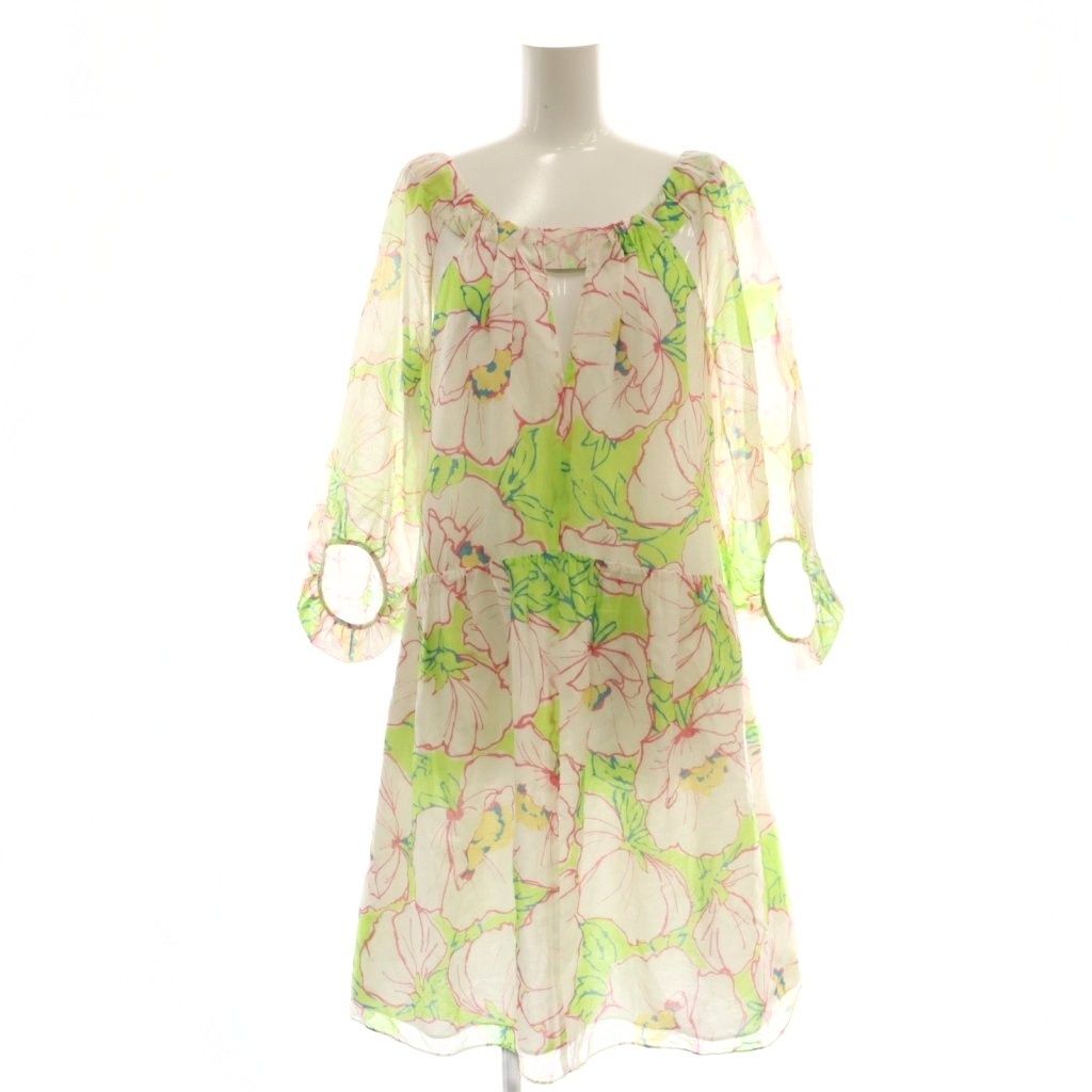 モスキーノチープアンドシック MOSCHINO CHEAP AND CHIC ワンピース ひざ丈 花柄 長袖 US6 白 ■GY11 /SY ■OS