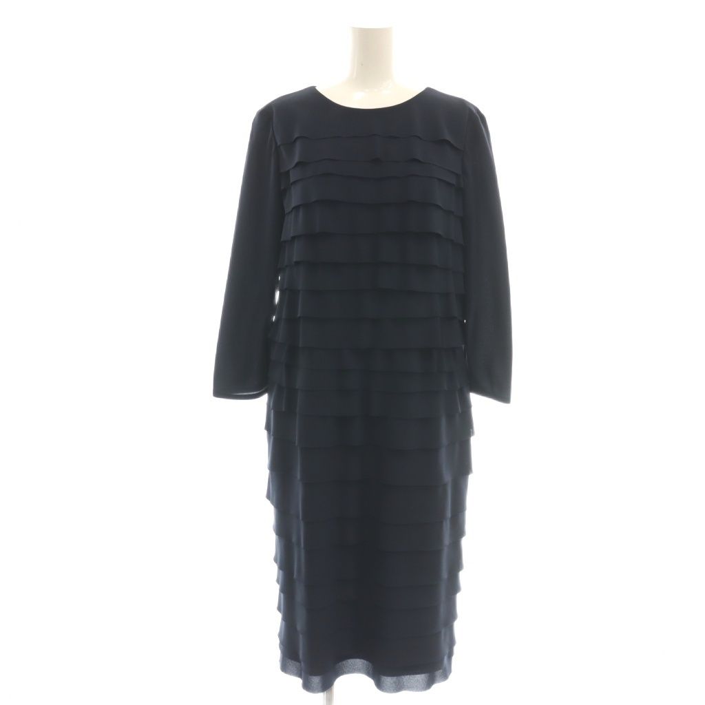 ランバン LANVIN ワンピース ロング フリル 40 紺 ■GY40 /SY ■OS