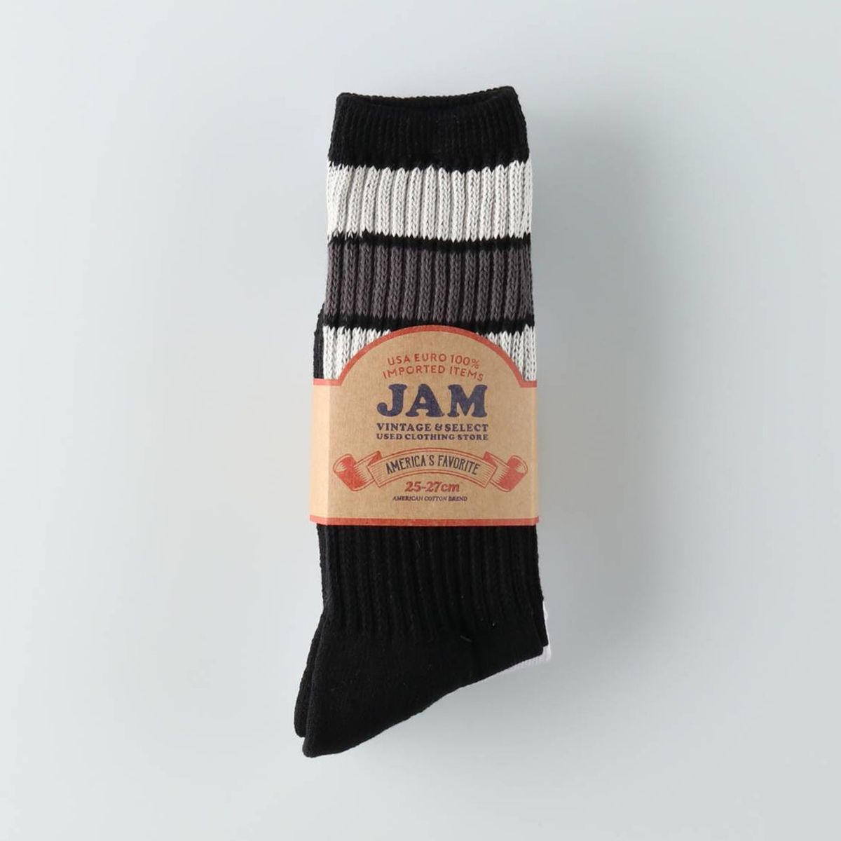 JAMオリジナルソックス ライン入り ロングソックス 靴下 25-27cm 2足 