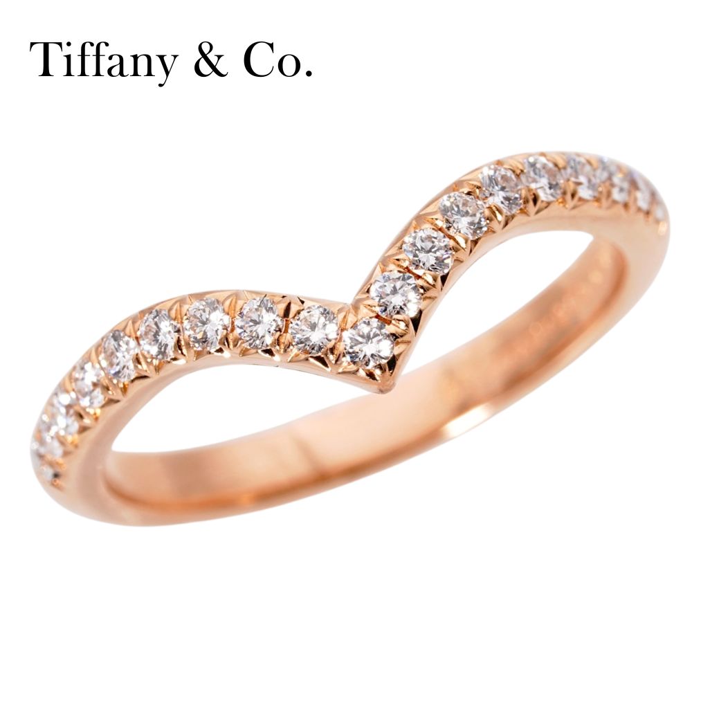 ティファニー TIFFANY&Co. ソレスト V バンド リング 指輪 6号 18K 750 PG ローズゴールド ダイヤモンド リング ゴールド ダイヤ 正規品 レディース ジュエリー 貴金属 鑑定済み 仕上げ済み 美品 アクセサリー シンプル
