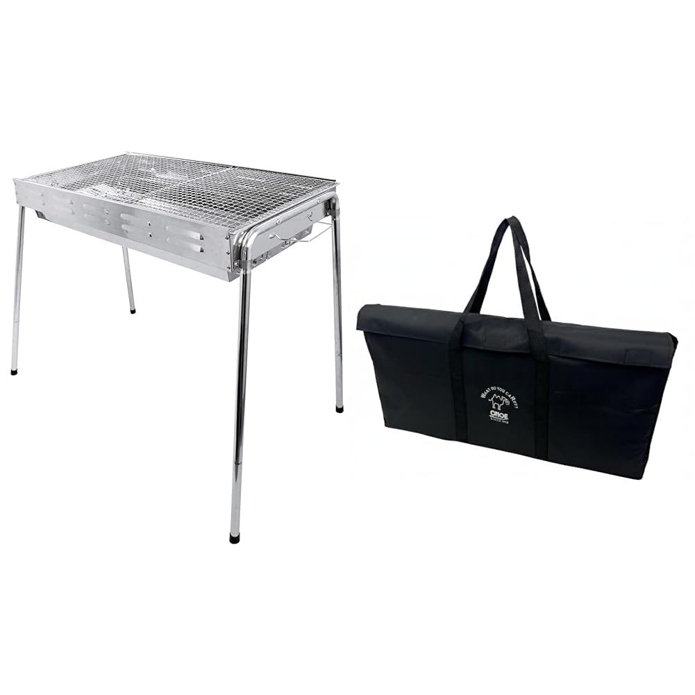 新品 【セット買い】尾上製作所(ONOE) バーベキューコンロCR-LLステンレス+ CR-LL用バッグ [焚き火台 キャンプ用品 BBQ コンロ グリル 七輪 収納バッグ付き]