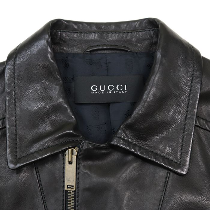 美品】GUCCI グッチ レザージャケット サイズ 50 メンズ ロゴ