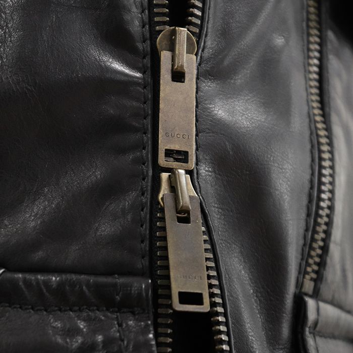 美品】GUCCI グッチ レザージャケット サイズ 50 メンズ ロゴ