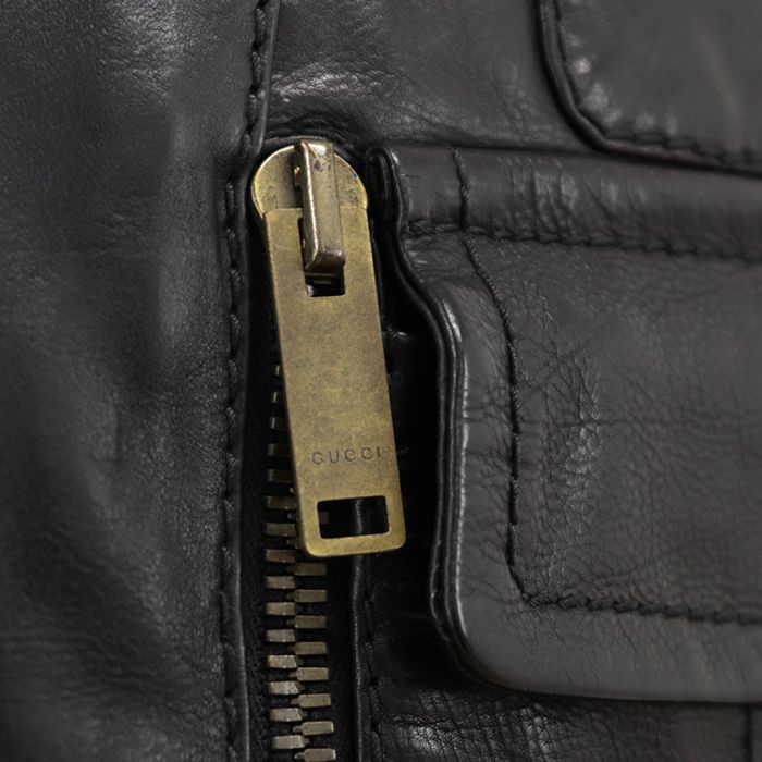 美品】GUCCI グッチ レザージャケット サイズ 50 メンズ ロゴ